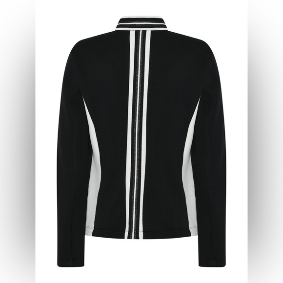 Women's Athleisure Jacket Size 6 I'CONA Full Zipper Black and White NWT - Picture 3 of 7